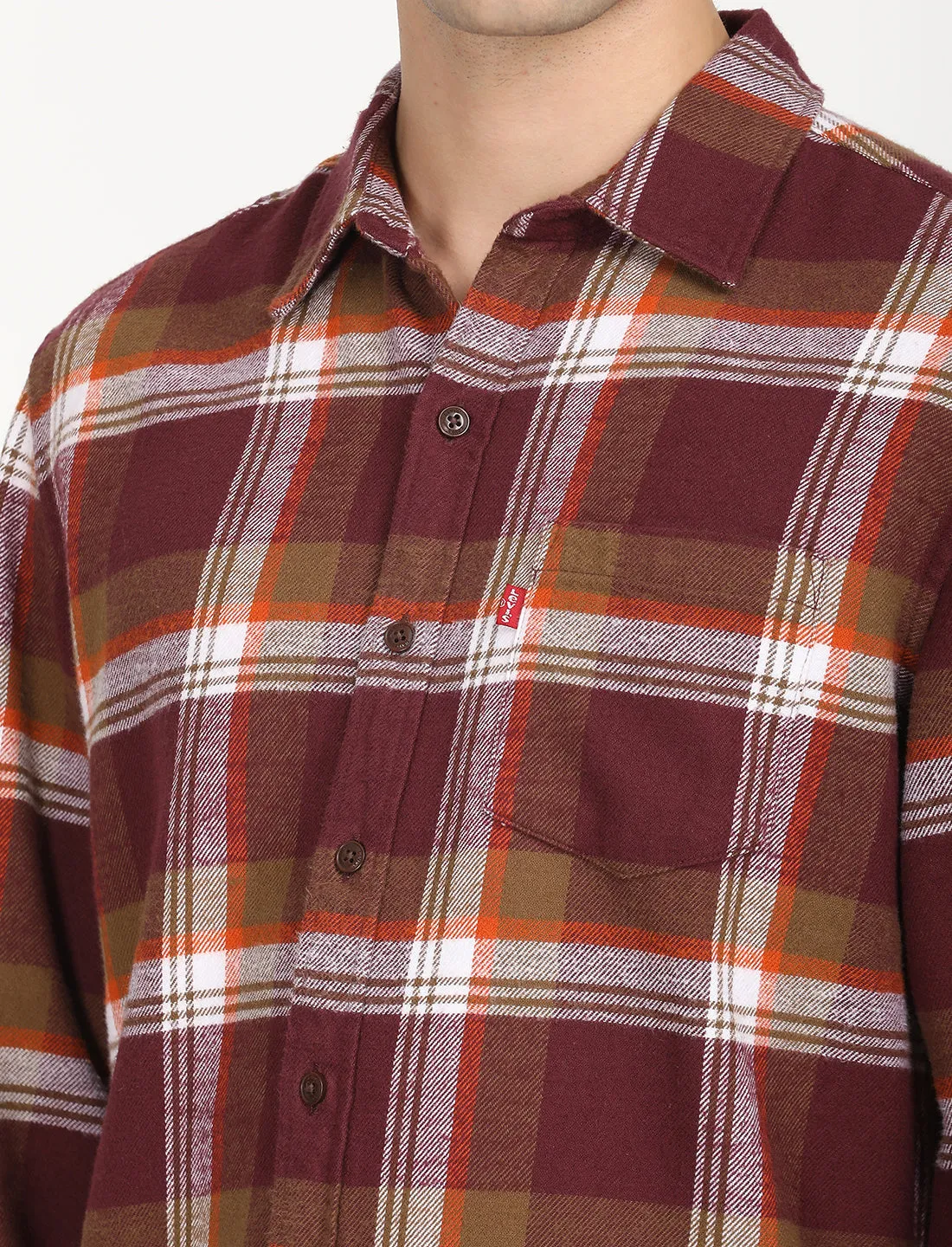 Men's Plaid Red Spread Collar Shacket LEVI'S