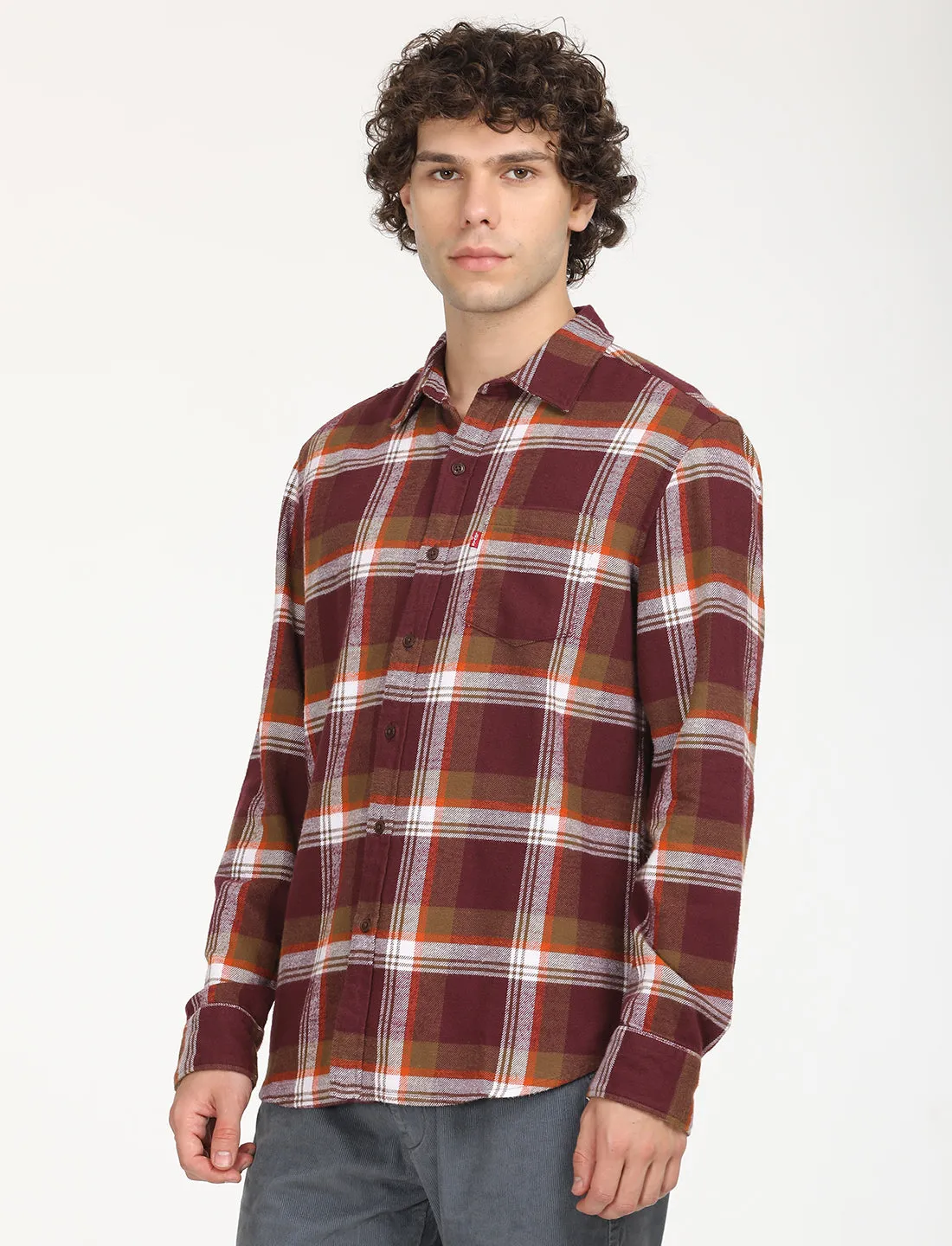 Men's Plaid Red Spread Collar Shacket LEVI'S