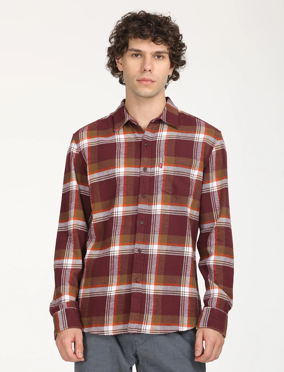 Men's Plaid Red Spread Collar Shacket LEVI'S
