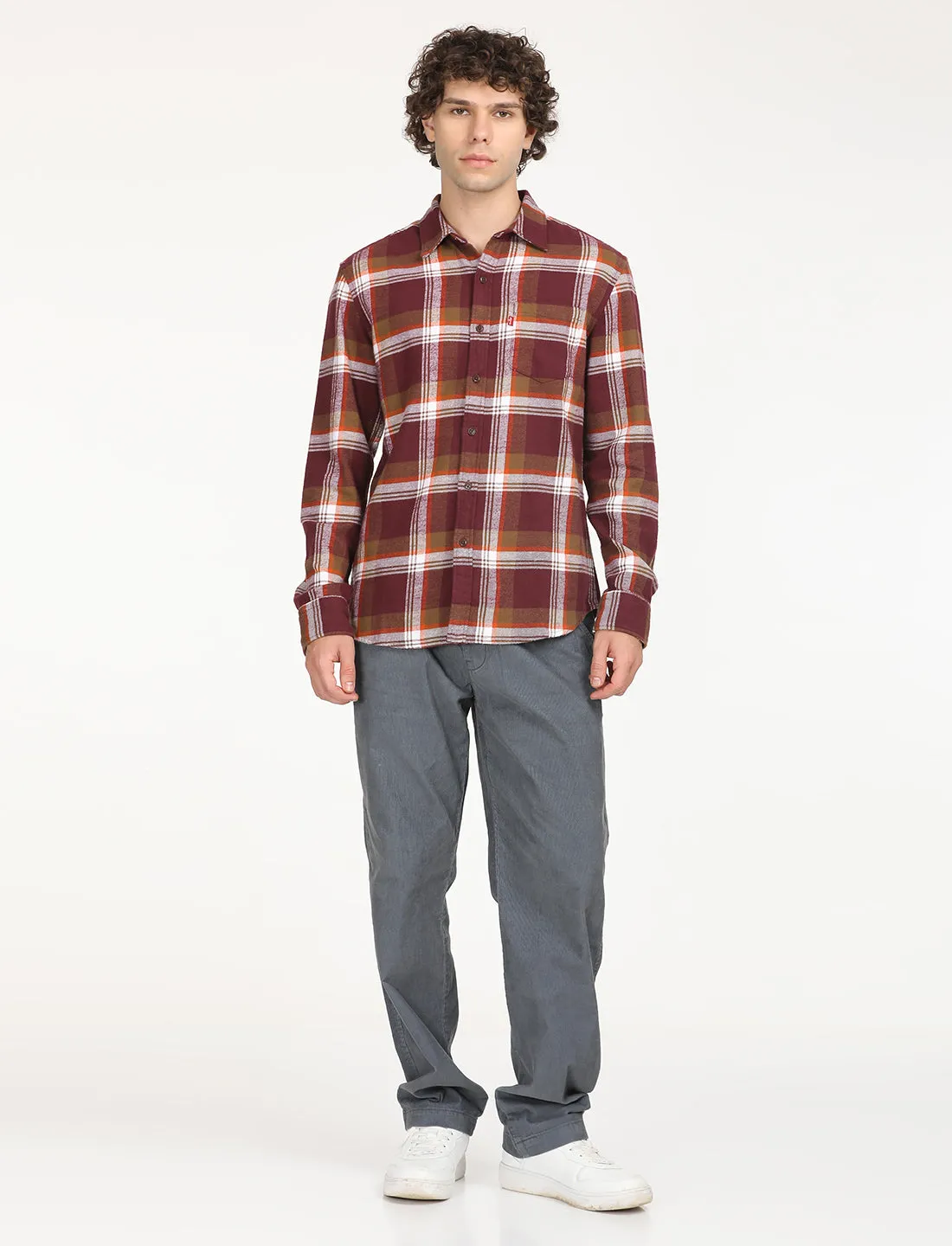 Men's Plaid Red Spread Collar Shacket LEVI'S