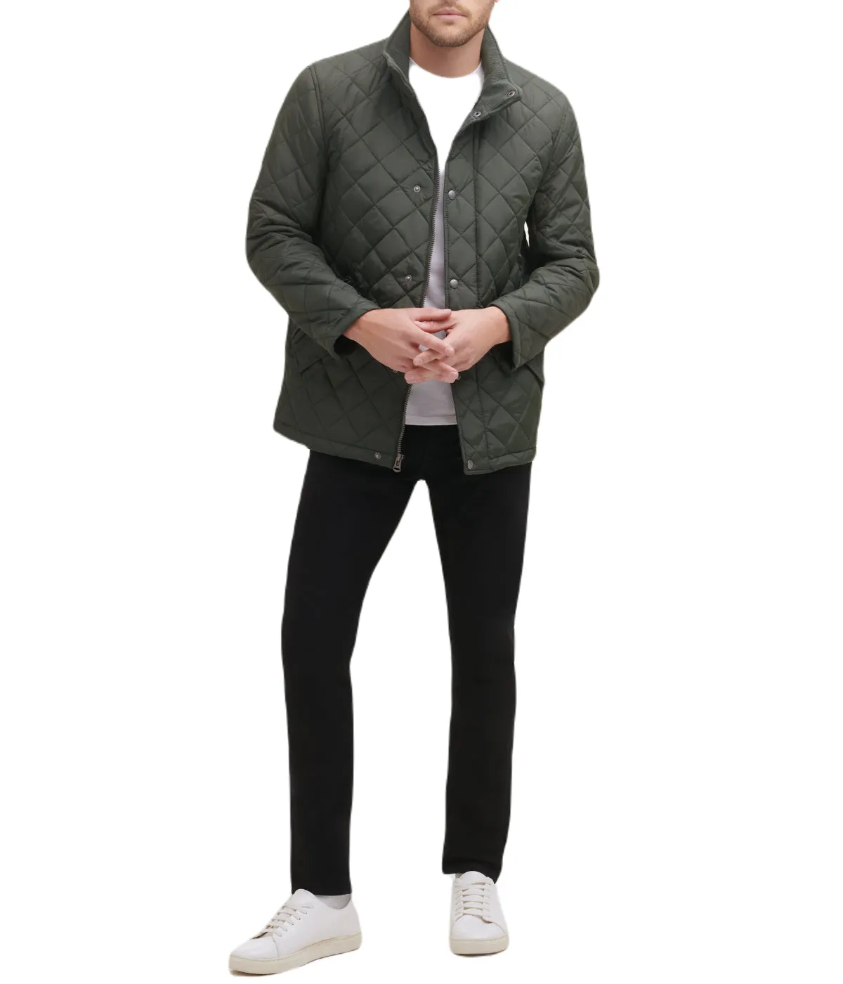 Mens Quilted Barn Coat Dark Green
