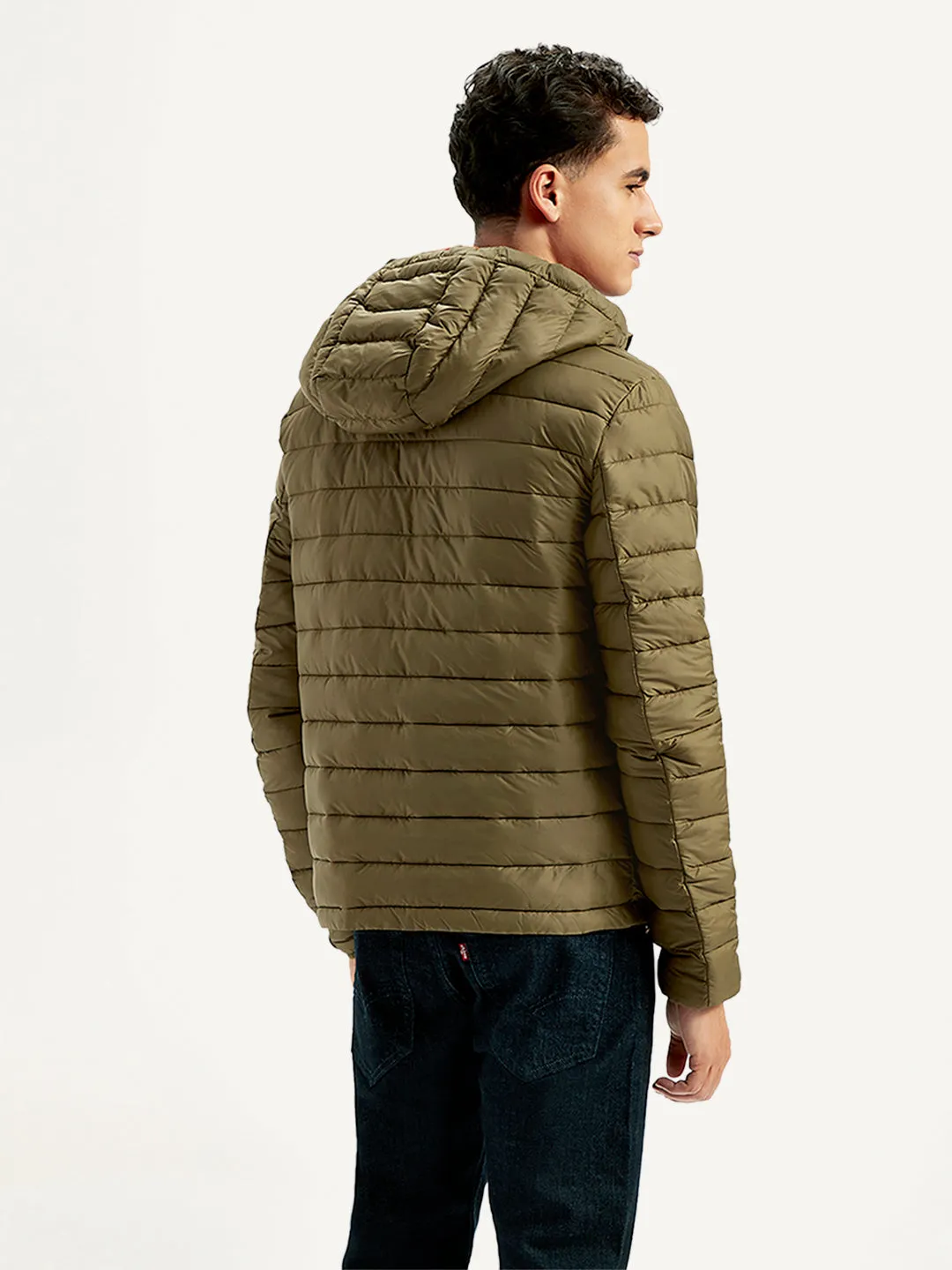 Men's Quilted Brown Hooded Puffer Jacket LEVI'S