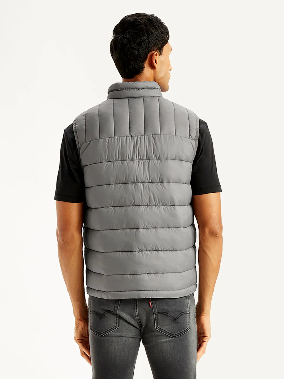 Men's Quilted Grey High Neck Puffer Jacket LEVI'S