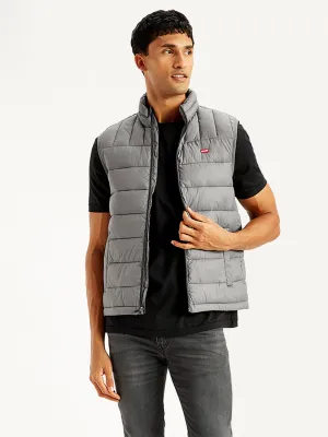 Men's Quilted Grey High Neck Puffer Jacket LEVI'S