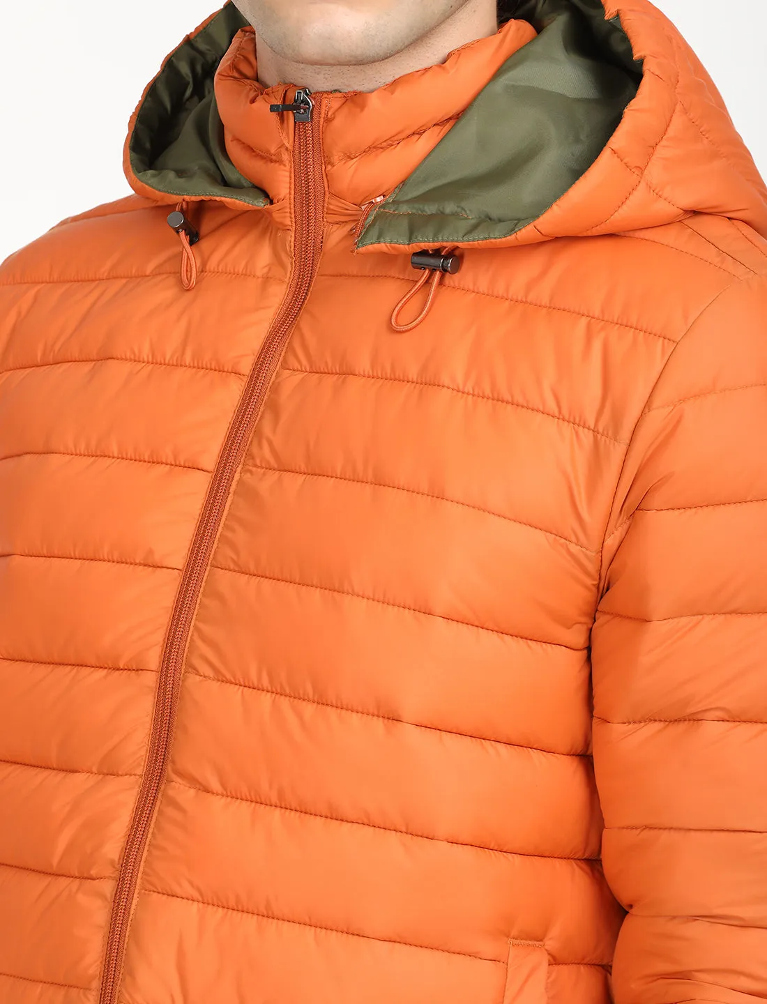 Men's Quilted Orange Hooded Puffer Jacket LEVI'S