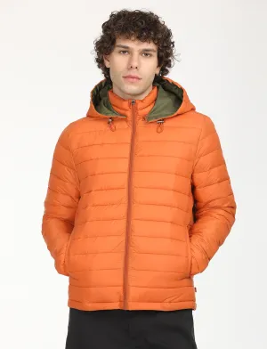 Men's Quilted Orange Hooded Puffer Jacket LEVI'S