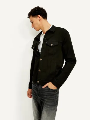 Men's Solid Black Spread Collar Jacket LEVI'S
