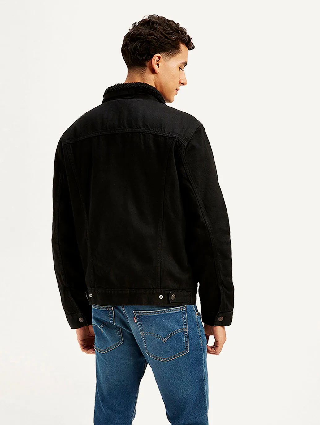 Men's Solid Black Spread Collar Jacket LEVI'S