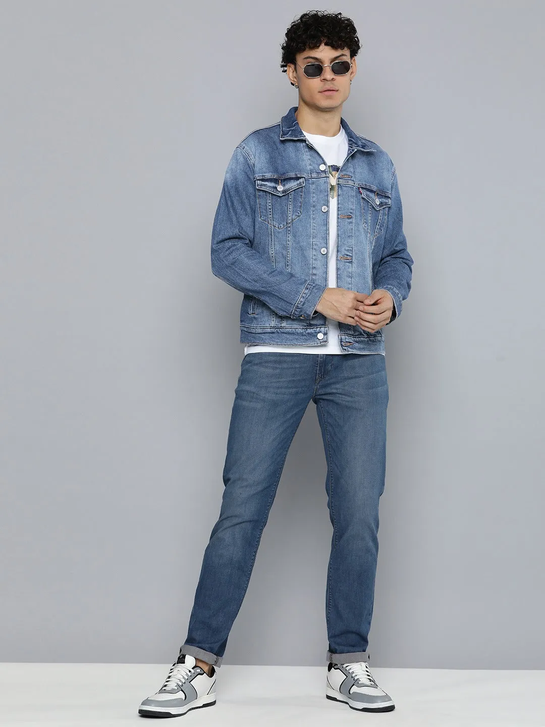 Men's Solid Blue Spread Collar Jacket LEVI'S