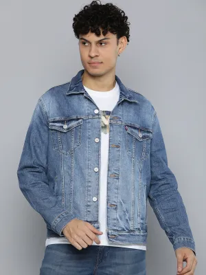 Men's Solid Blue Spread Collar Jacket LEVI'S