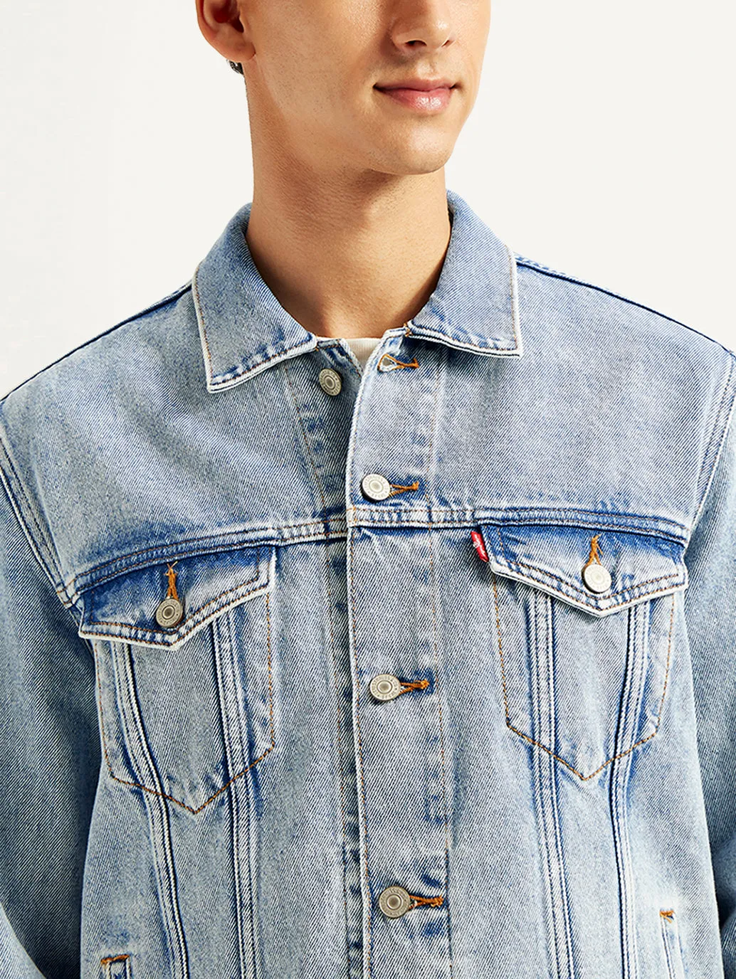 Men's Solid Light Blue Denim Jacket LEVI'S
