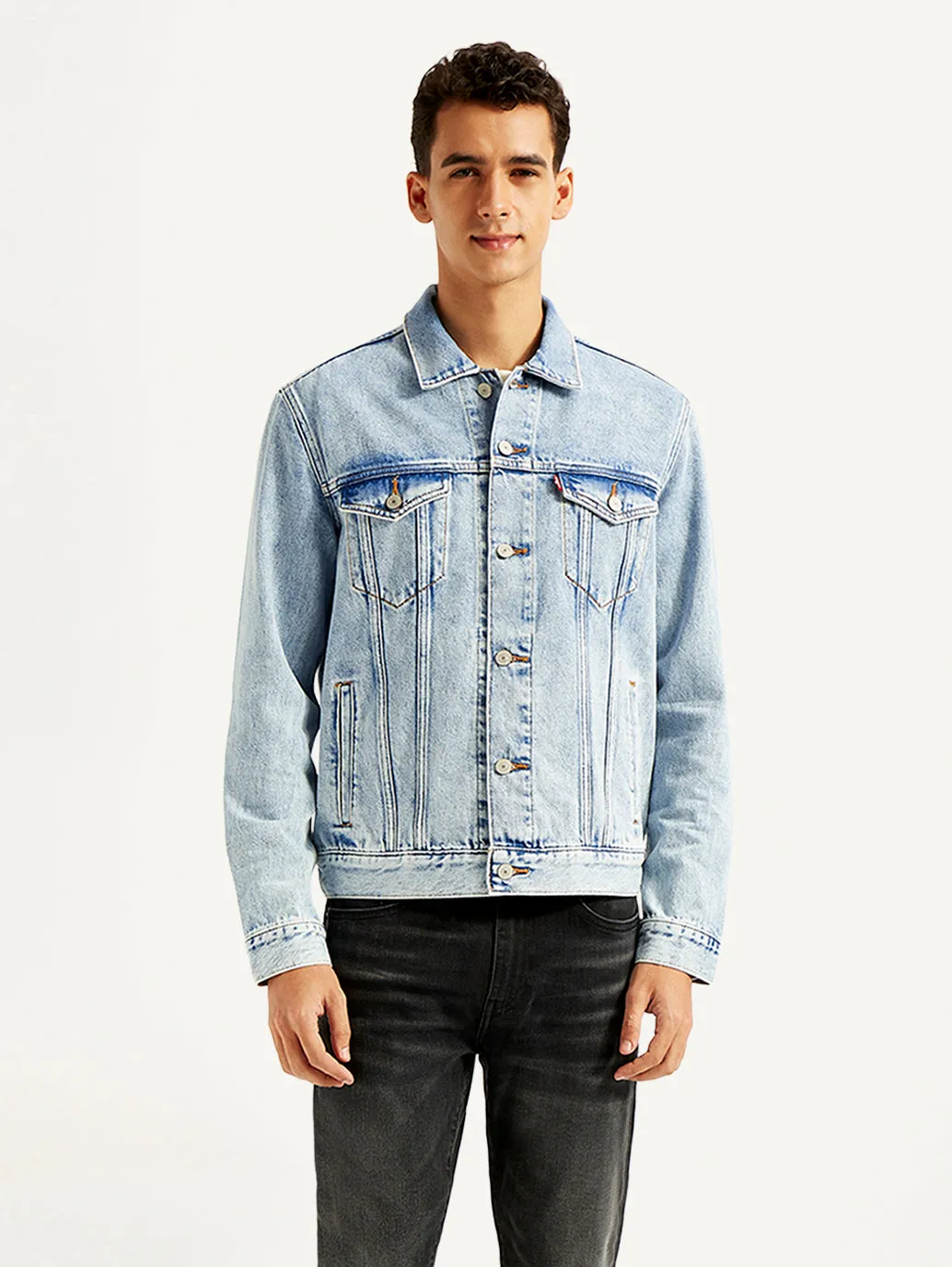 Men's Solid Light Blue Denim Jacket LEVI'S