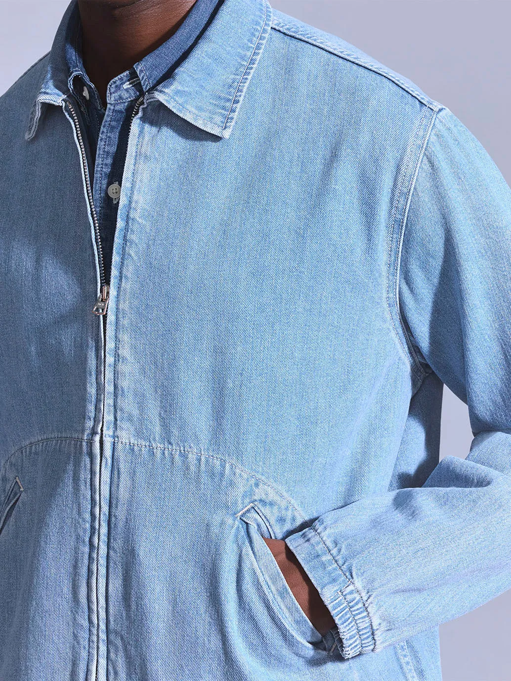 Men's Solid Light Blue Denim Jacket LEVI'S