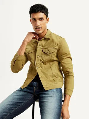 Men's Solid Tan Spread Collar Trucker Jacket LEVI'S