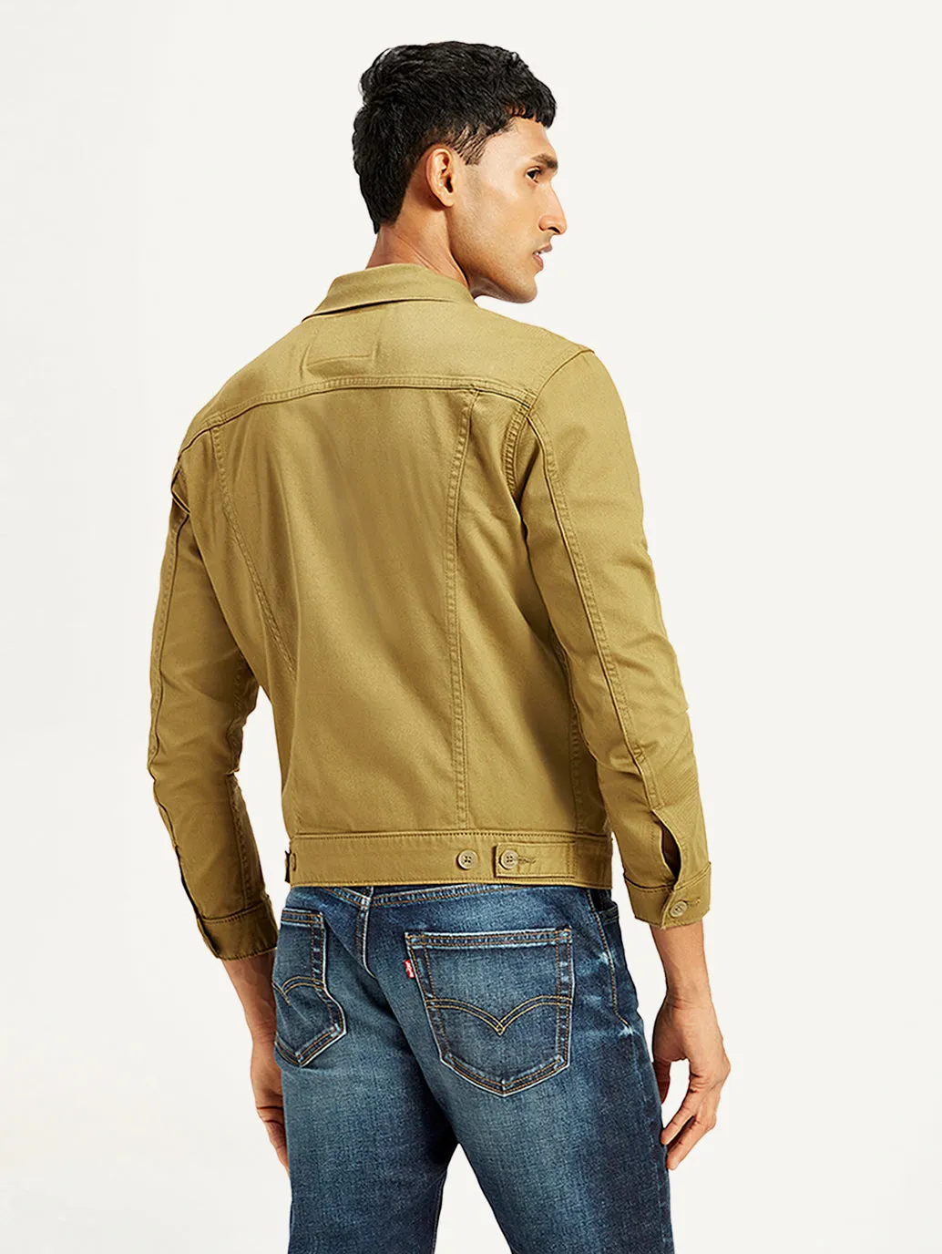 Men's Solid Tan Spread Collar Trucker Jacket LEVI'S