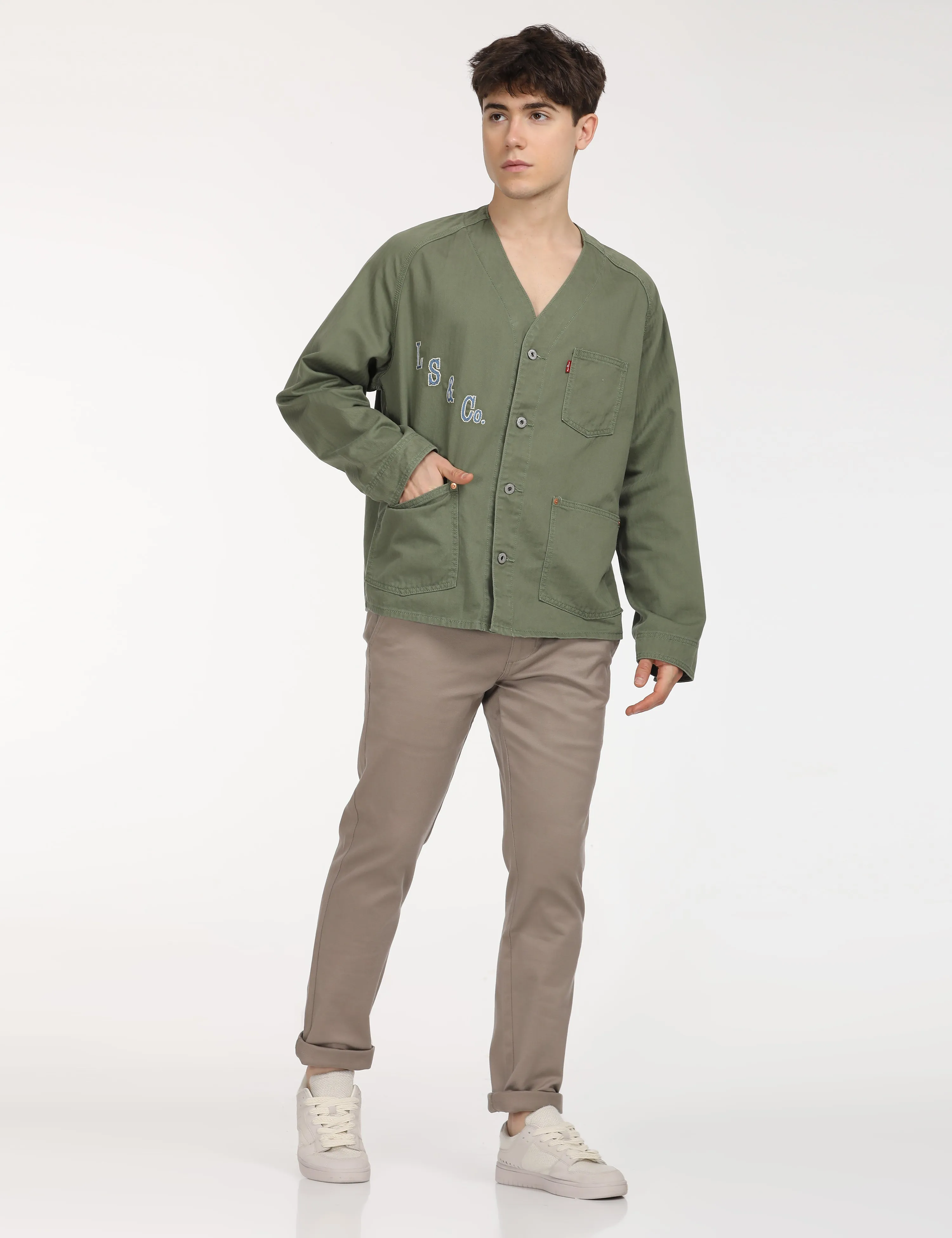Men's Typographic Print Olive Jacket LEVI'S