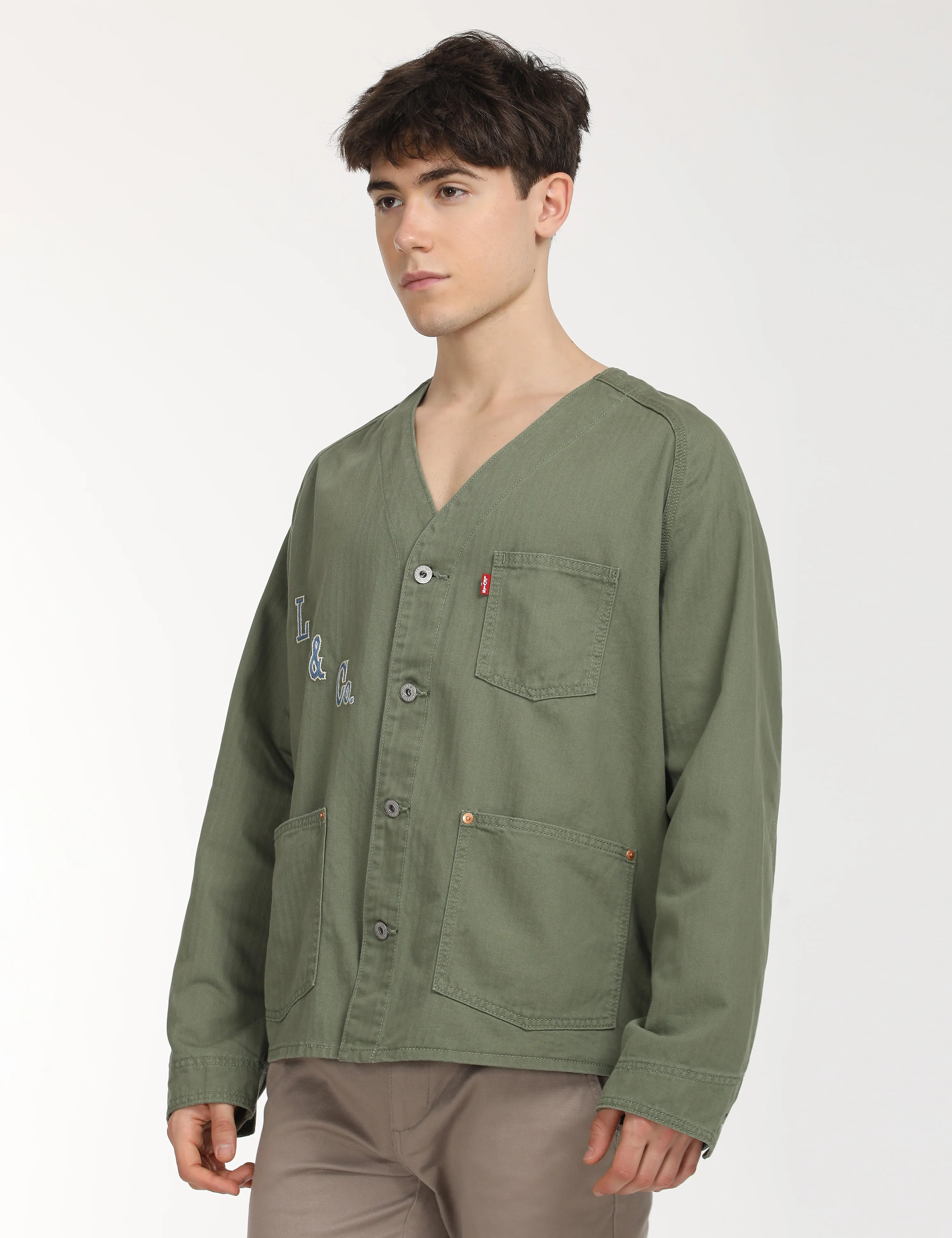 Men's Typographic Print Olive Jacket LEVI'S