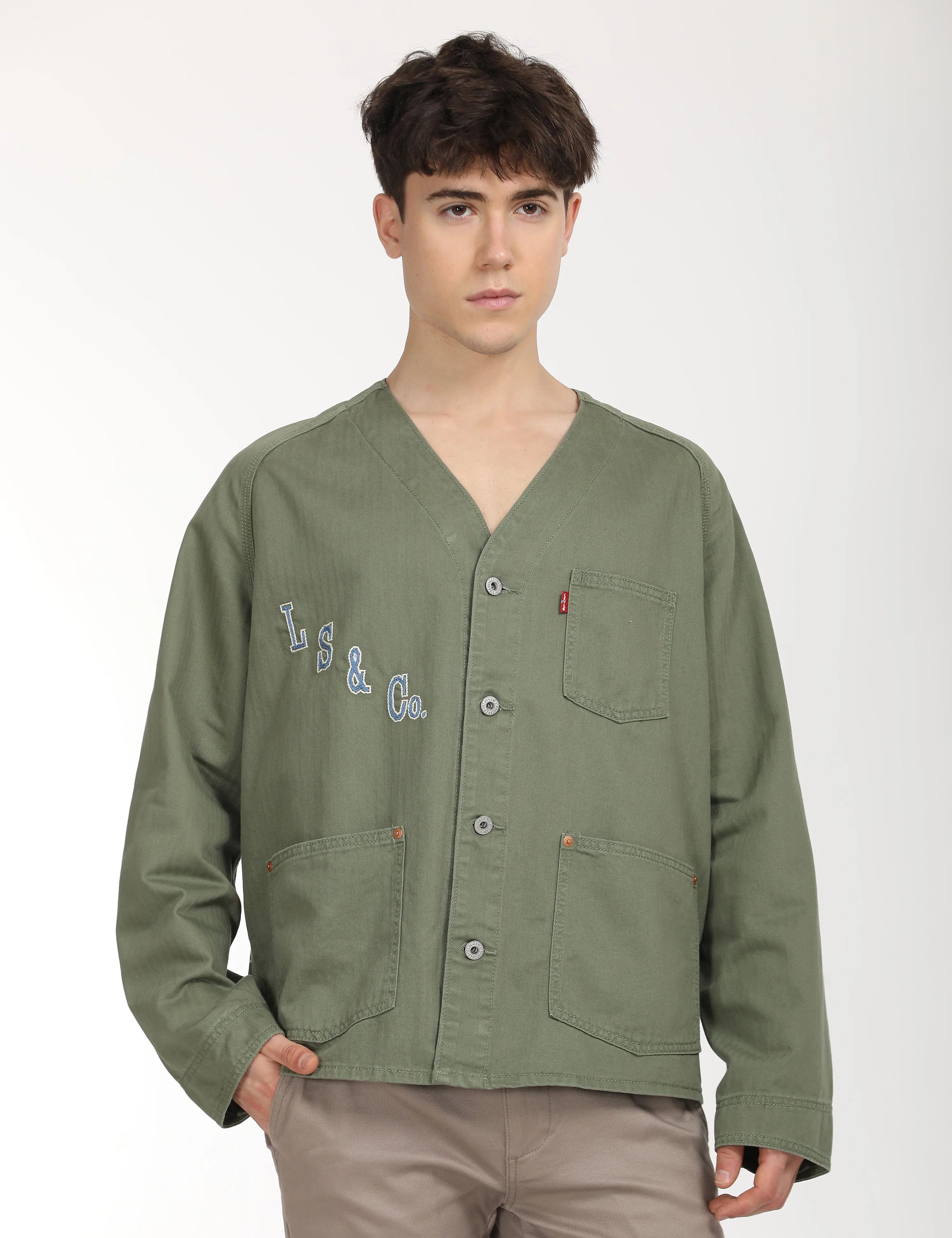 Men's Typographic Print Olive Jacket LEVI'S