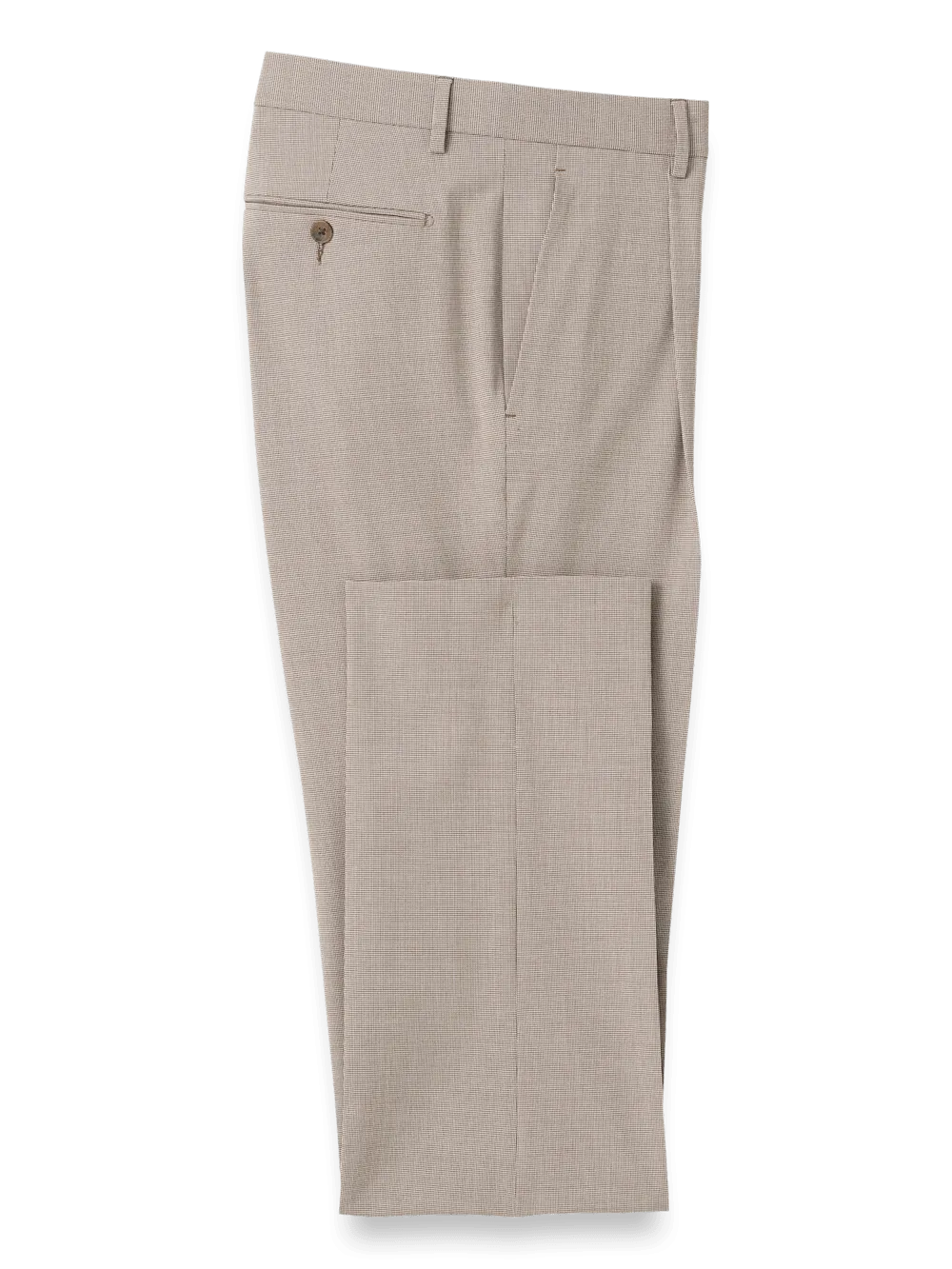 Microfiber Check Single Pleat Pants - Brown/white