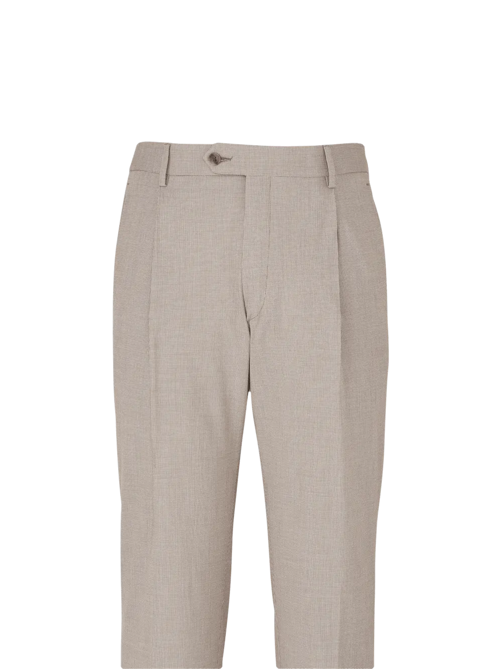 Microfiber Check Single Pleat Pants - Brown/white