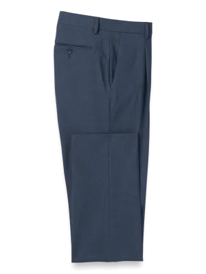 Microfiber Check Single Pleat Pants - Navy