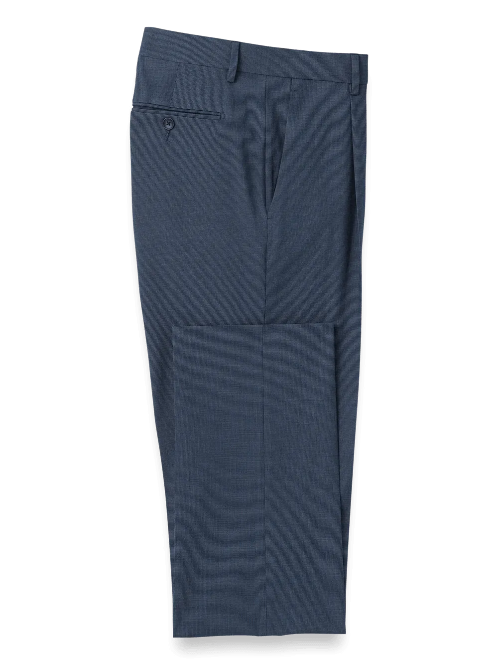Microfiber Check Single Pleat Pants - Navy