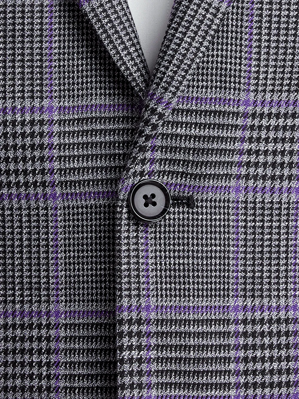 Microfiber Windowpane Single Breasted Notch Lapel Sport Coat - Grey/purple