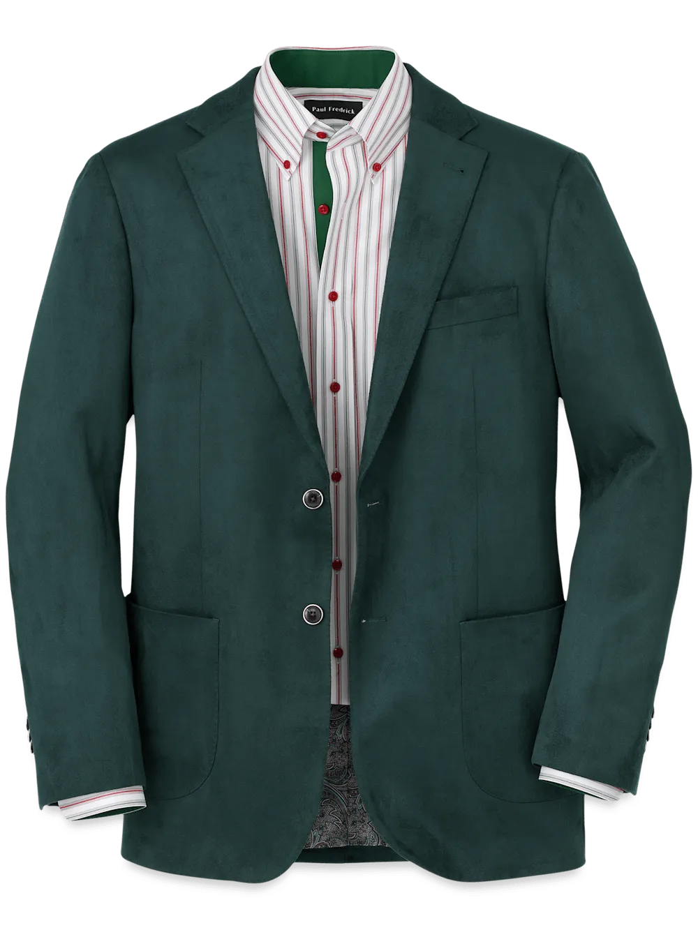 Microsuede Single Breasted Notch Lapel Sport Coat - Dark Green