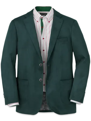 Microsuede Single Breasted Notch Lapel Sport Coat - Dark Green