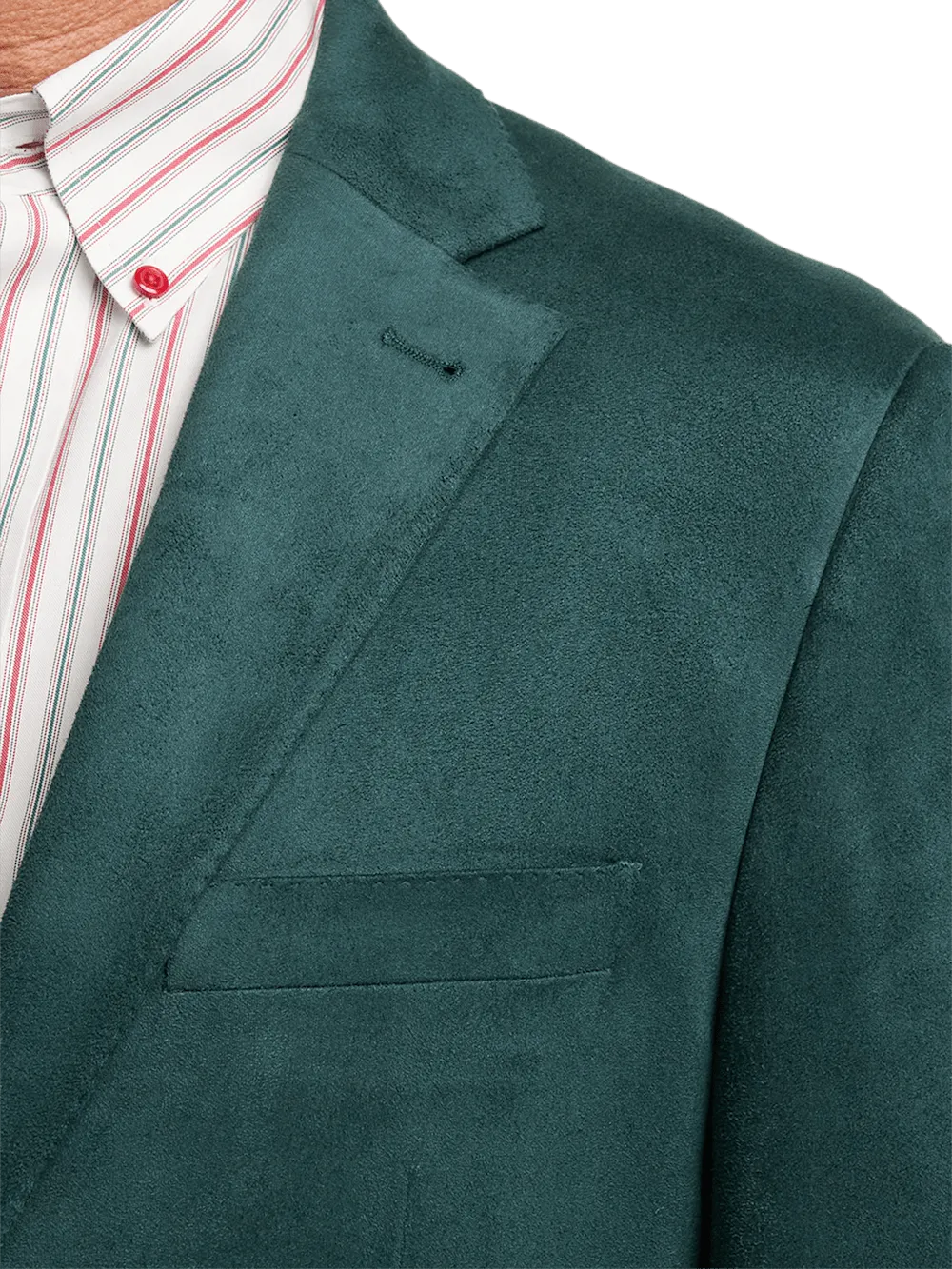 Microsuede Single Breasted Notch Lapel Sport Coat - Dark Green
