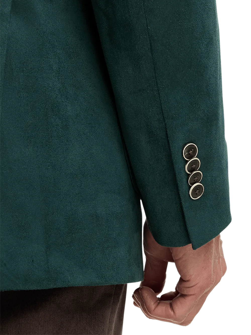 Microsuede Single Breasted Notch Lapel Sport Coat - Dark Green