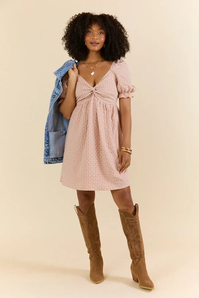 More Duets Dusty Pink Gingham Mini Dress