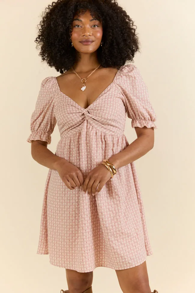 More Duets Dusty Pink Gingham Mini Dress