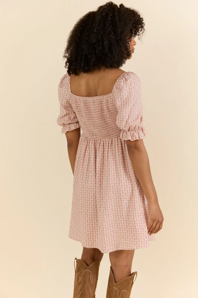 More Duets Dusty Pink Gingham Mini Dress