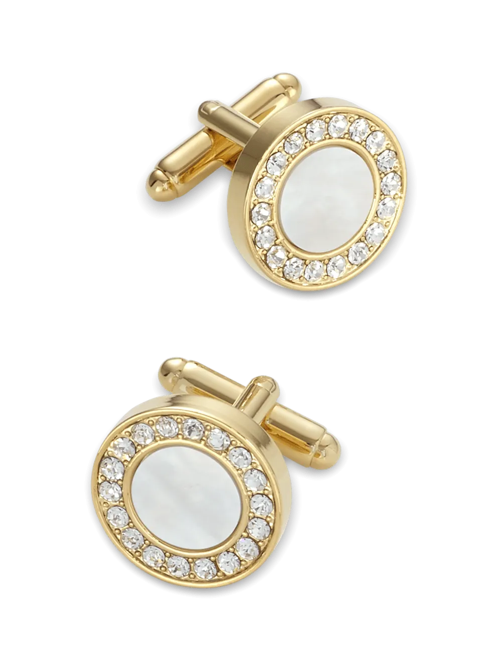 Mother of Pearl & Crystal Cufflinks - Gold
