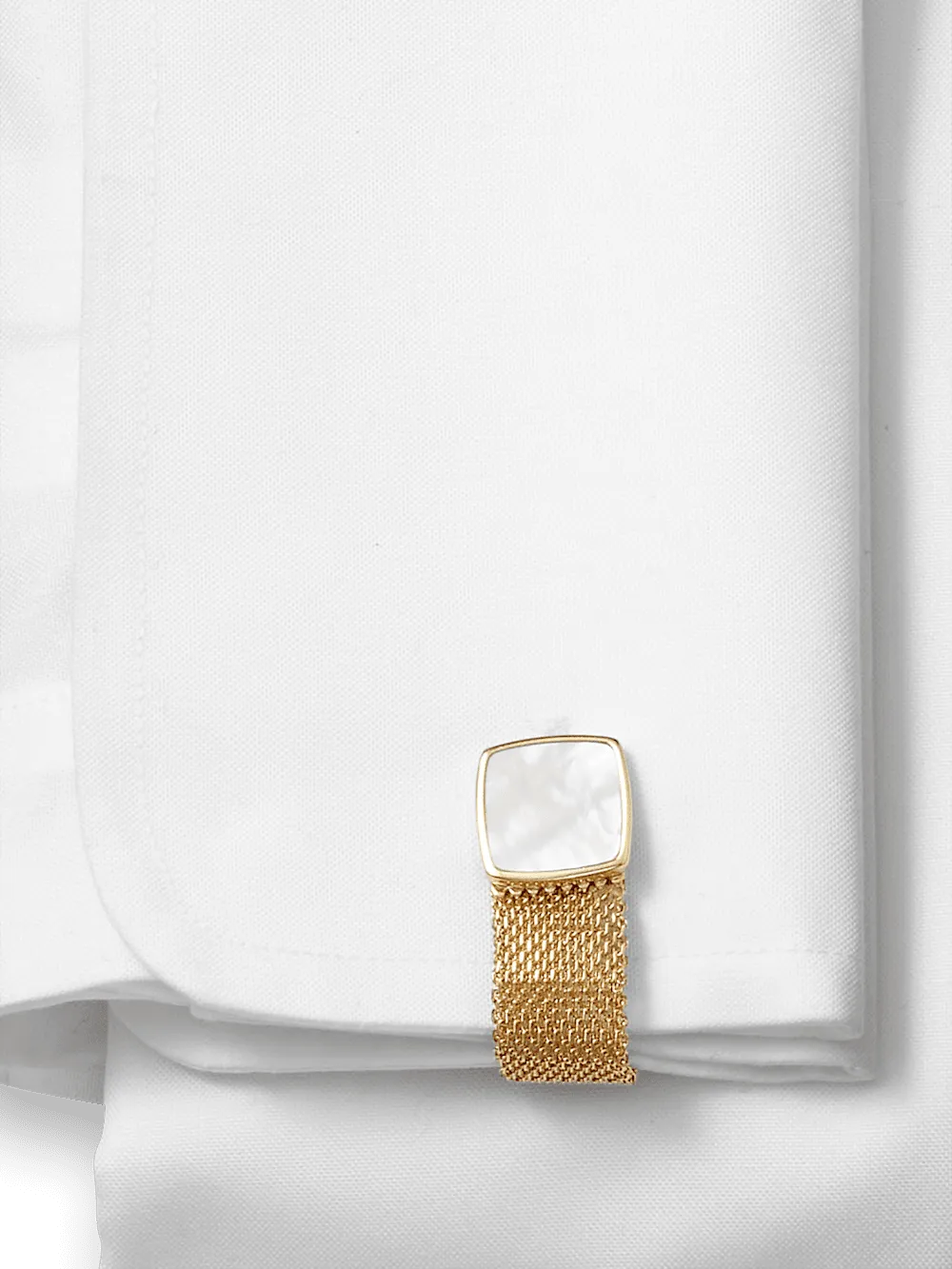 Mother of Pearl Mesh Wrap Cufflinks - Gold