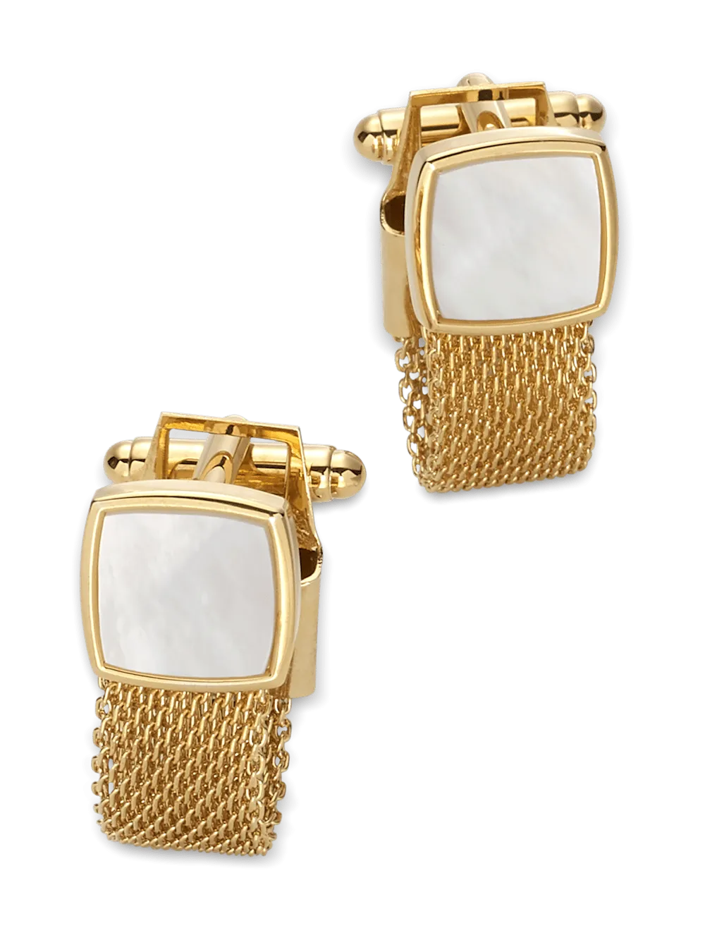 Mother of Pearl Mesh Wrap Cufflinks - Gold
