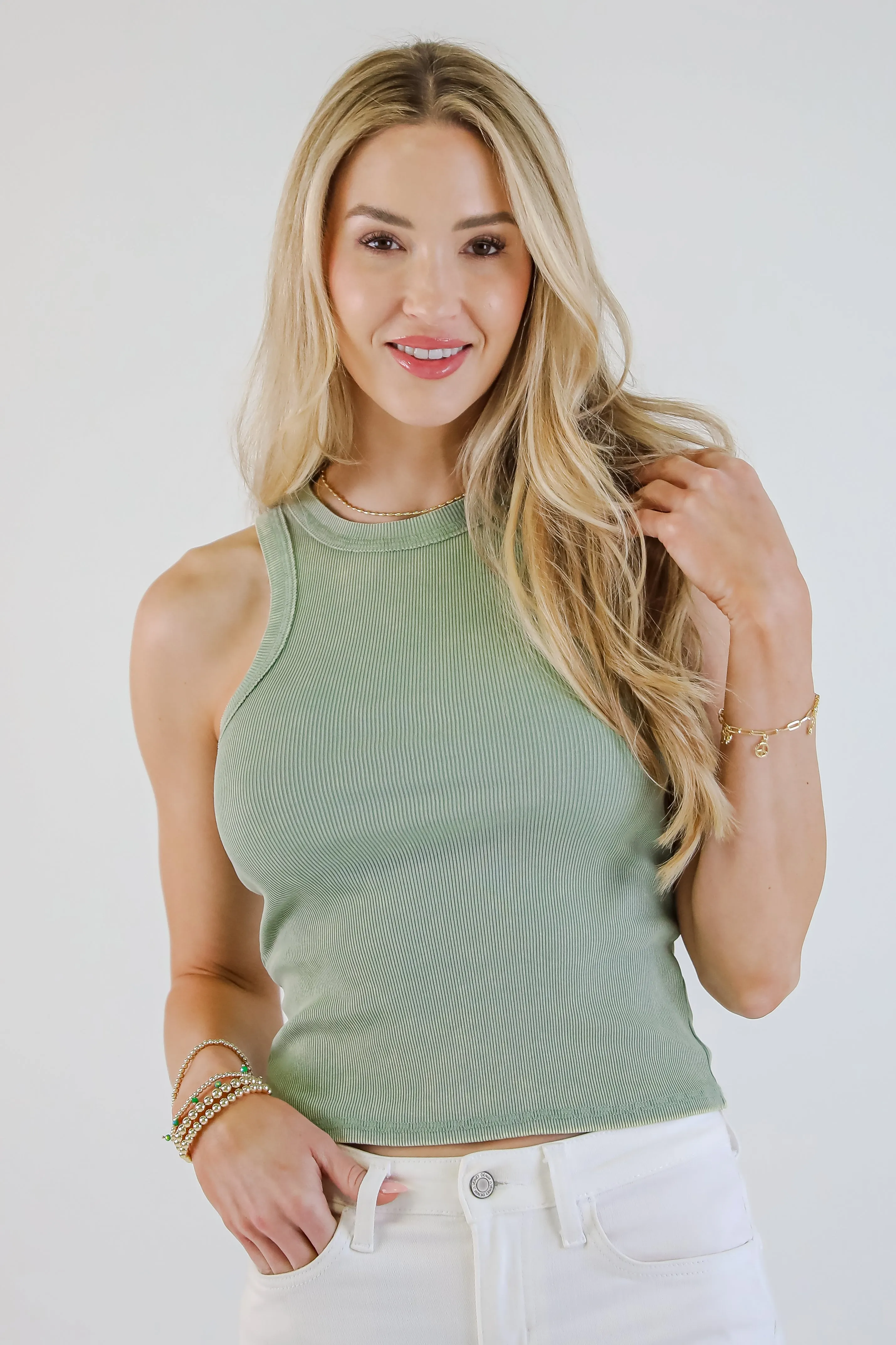 Nicole Acid Washed Ribbed Tank