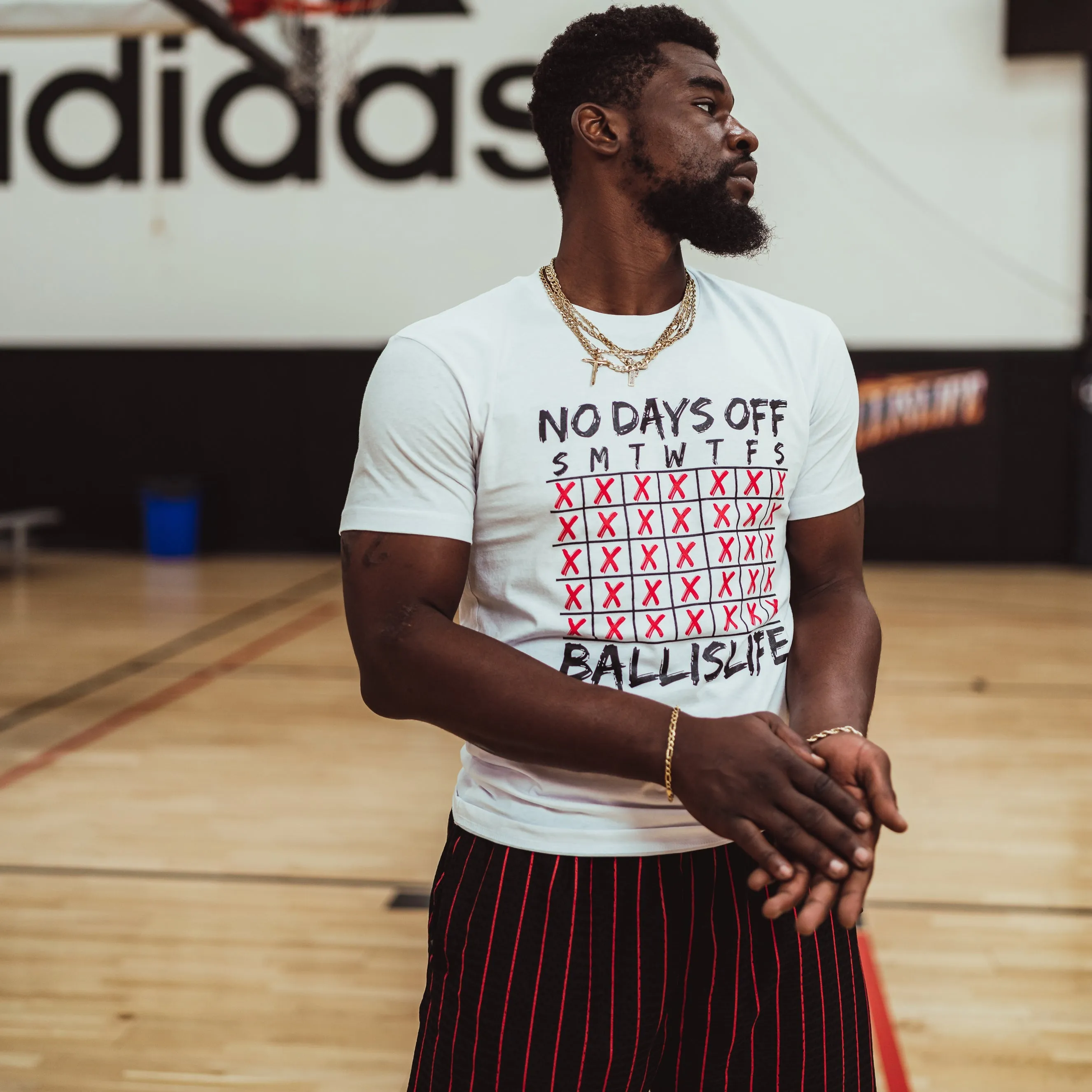 No Days Off Tee in White Ballislife