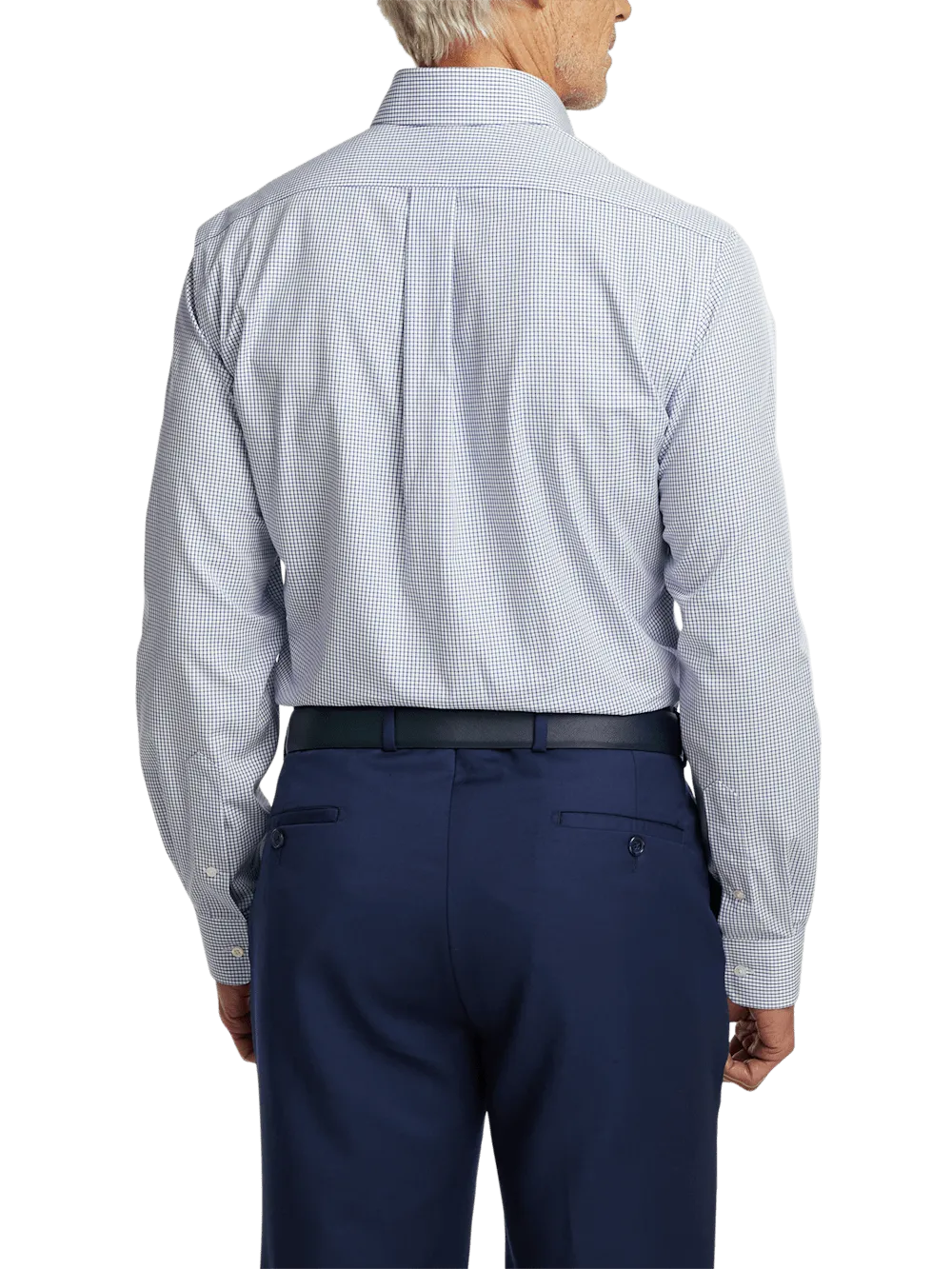 Non-Iron Cotton Check Dress Shirt With Contrast Trim - Navy