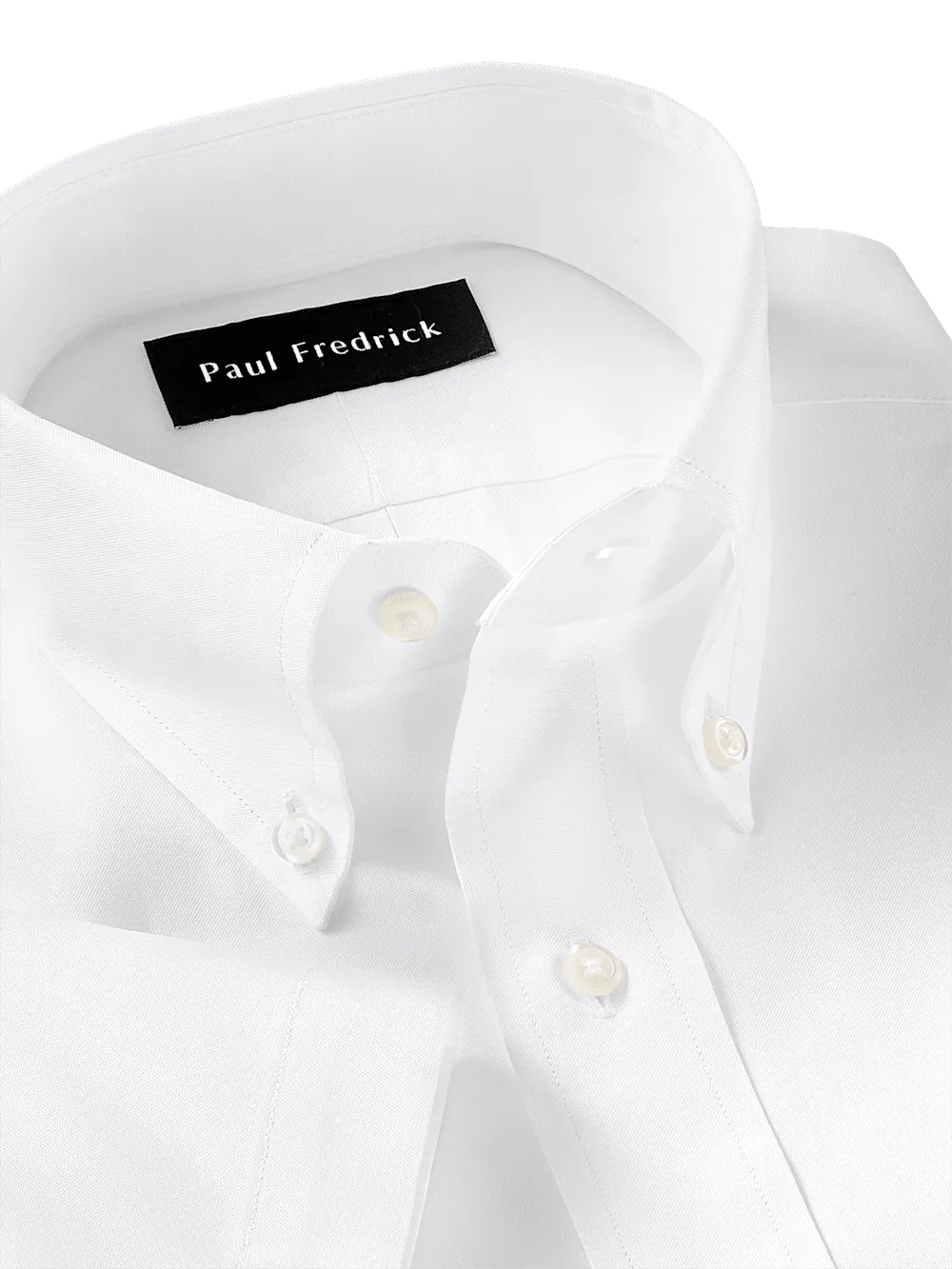 Non-Iron Cotton Pinpoint Solid Button Down Collar Short Sleeve Dress Shirt - White
