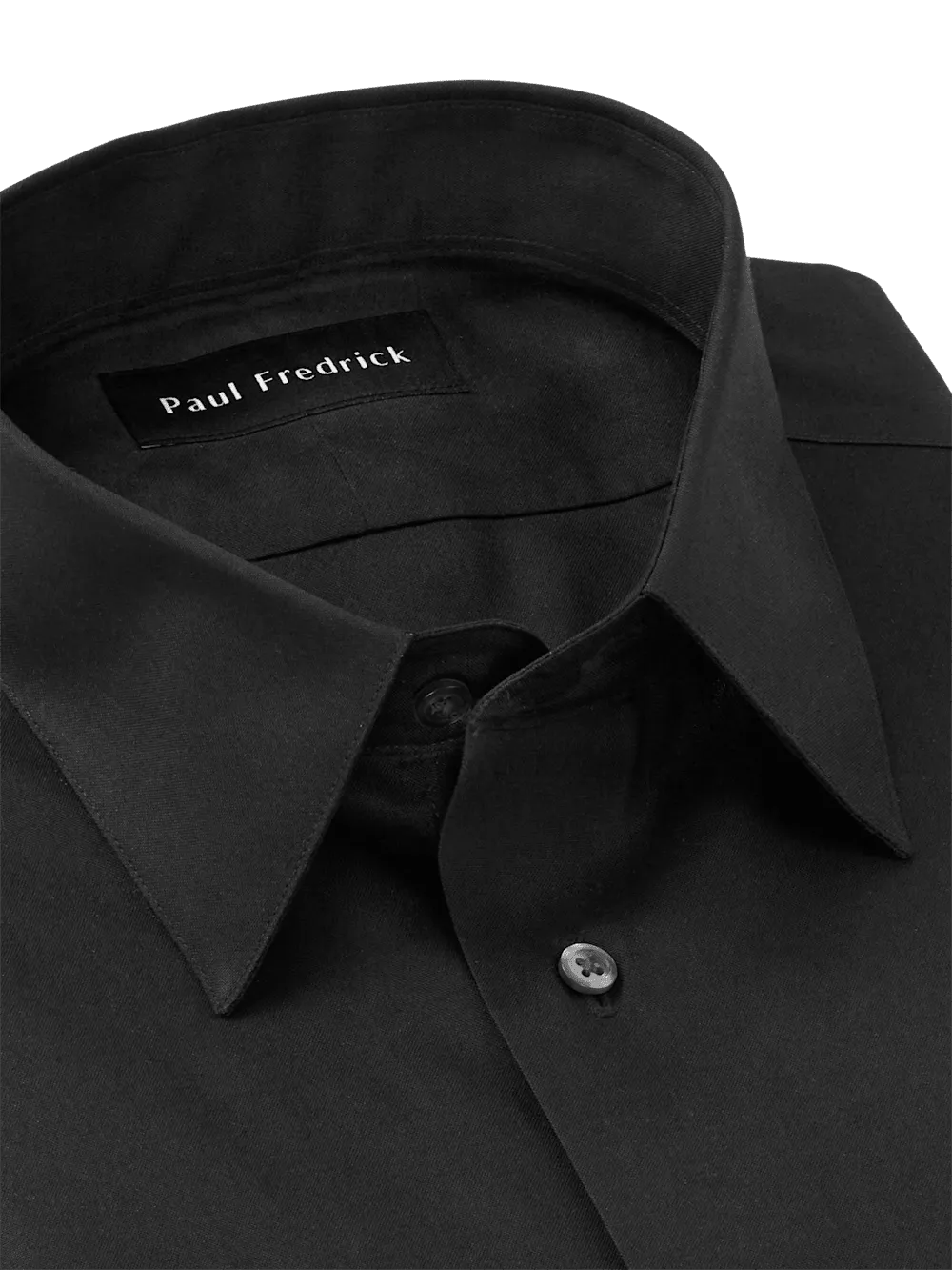 Non-Iron Cotton Pinpoint Solid Point Collar French Cuff Dress Shirt - Black