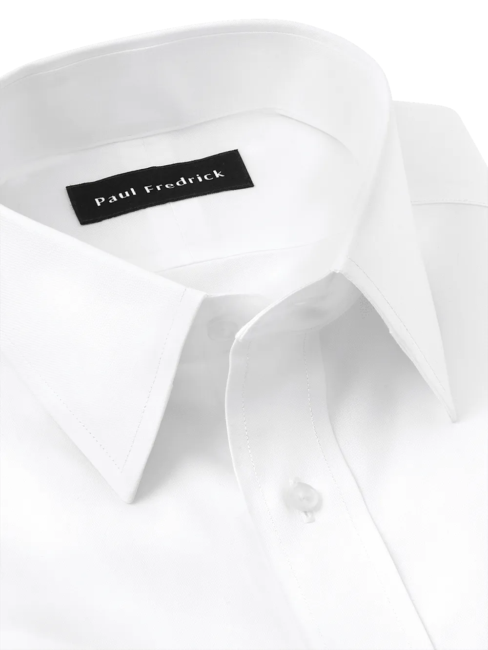 Non-Iron Cotton Pinpoint Solid Point Collar French Cuff Dress Shirt - White