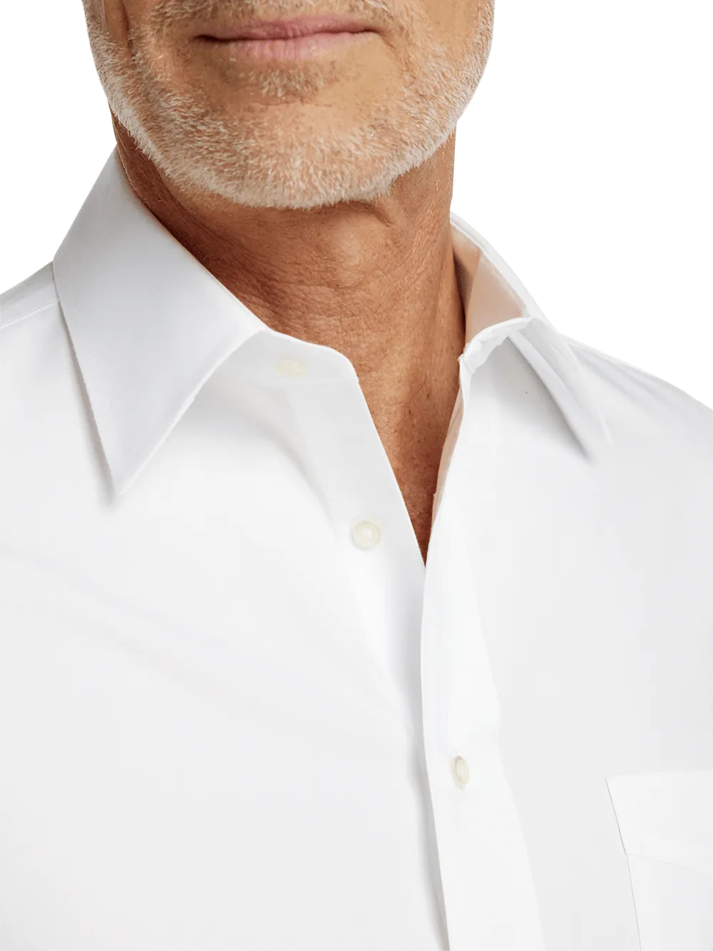 Non-Iron Cotton Pinpoint Solid Point Collar French Cuff Dress Shirt - White