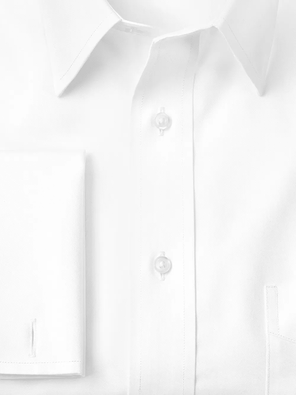 Non-Iron Cotton Pinpoint Solid Point Collar French Cuff Dress Shirt - White