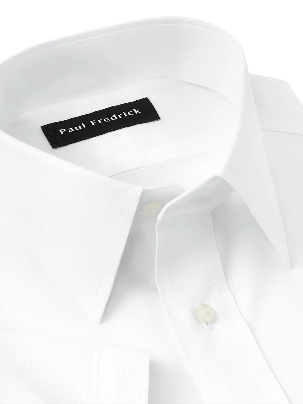 Non-Iron Cotton Pinpoint Solid Point Collar Short Sleeve Dress Shirt - White