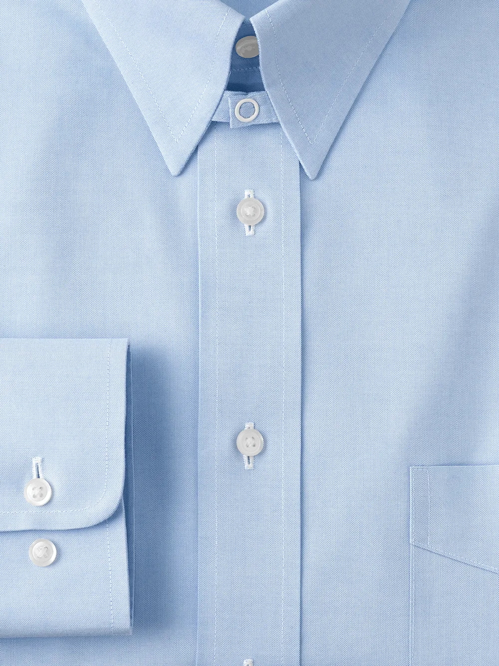 Non-Iron Cotton Pinpoint Solid Snap Tab Collar Dress Shirt - Blue