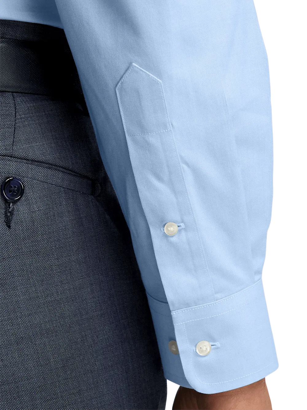 Non-Iron Cotton Pinpoint Solid Snap Tab Collar Dress Shirt - Blue