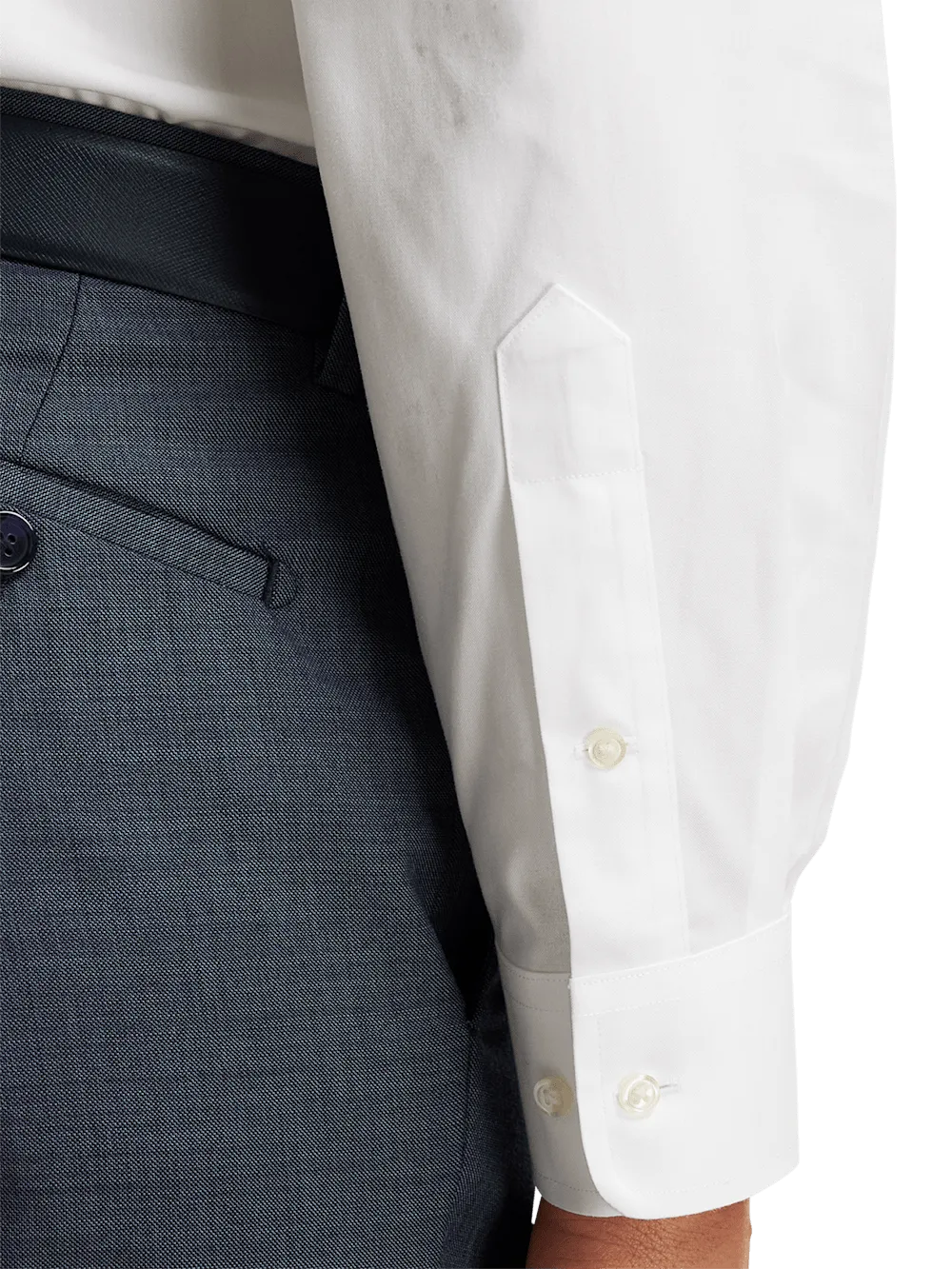 Non-Iron Cotton Pinpoint Solid Snap Tab Collar Dress Shirt - White