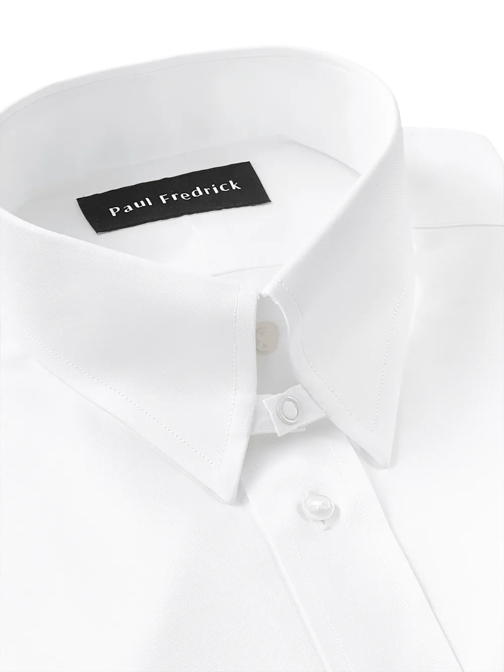 Non-Iron Cotton Pinpoint Solid Snap Tab Collar Dress Shirt - White